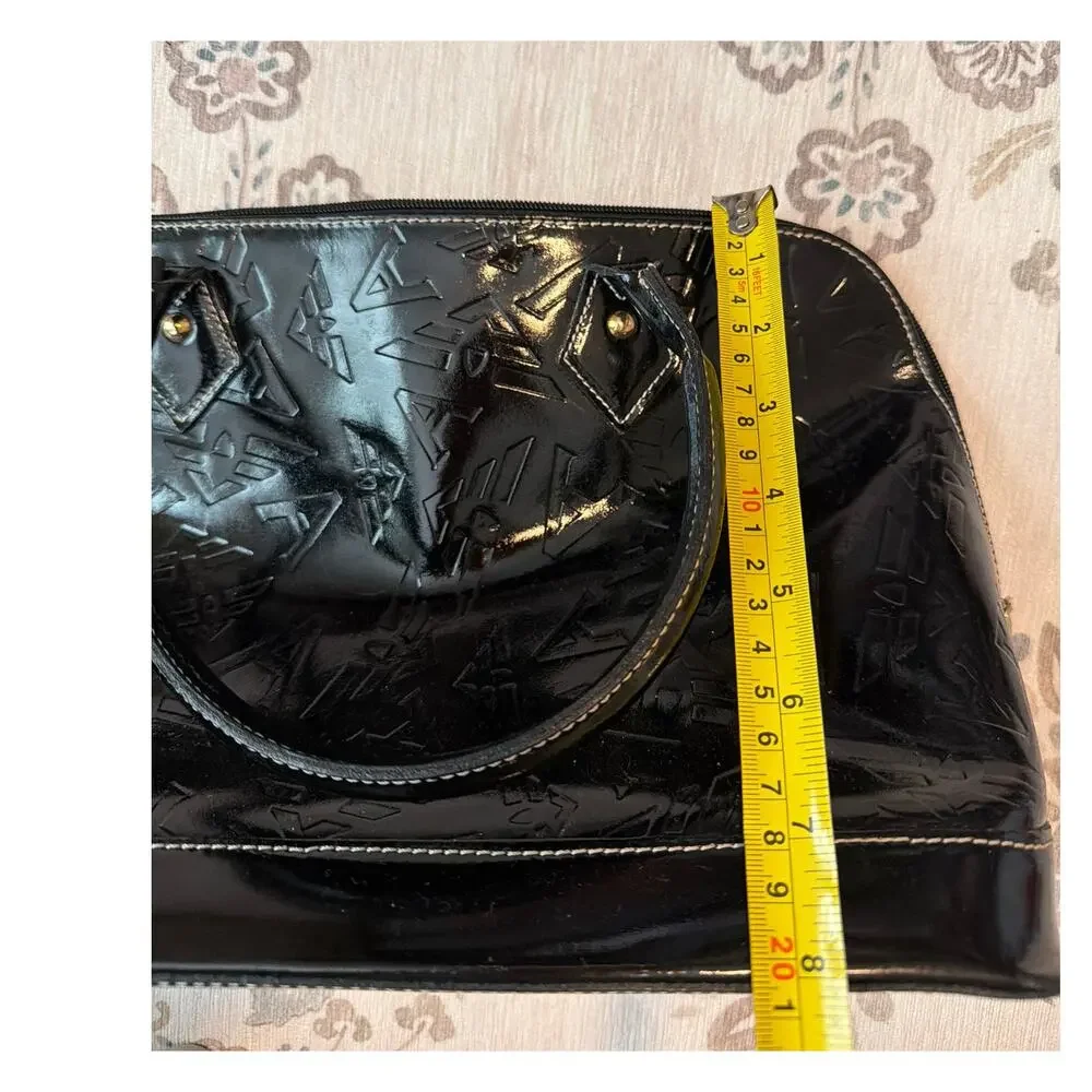 ARCADIA Leather Womens Black Handbag Satchel Bag Made In Italy Classic Chic
